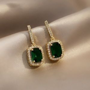 Elegant Green and Gold Drop Earrings
